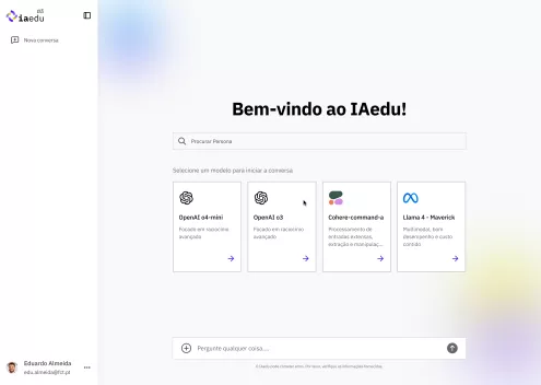 Ecrã inicial da plataforma IAedu.